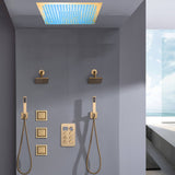 Brushed Gold or Brushed Nickel or Matte Black Flush mount 16 inch or 20 inch or 24 inch Shower Head 6 way Digital Display Shower Faucet with Dual 6'' regular head and body jets