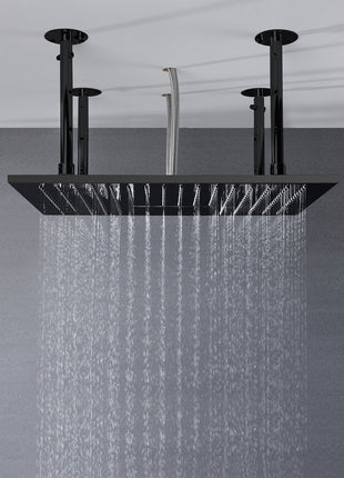 20inch matte black ceiling mount rainfall waterfall shower systems 3 way digital display thermostatic valve with 6 body jets