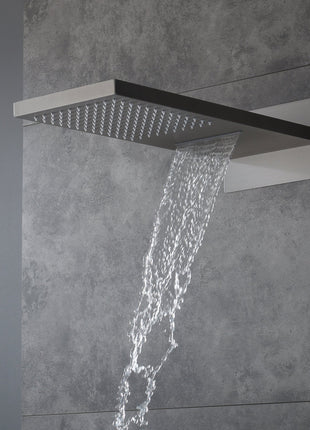 22inch rainfall and waterfall Brushed Nickel 3 Way digital Thermostatic Shower Faucet