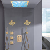 Brushed Gold or Brushed Nickel or Matte Black Flush mount 16 inch or 20 inch or 24 inch Shower Head 6 way Digital Display Shower Faucet with Dual 6'' regular head and body jets