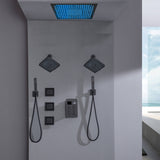Brushed Gold or Brushed Nickel or Matte Black Flush mount 16 inch or 20 inch or 24 inch Shower Head 6 way Digital Display Shower Faucet with Dual 6'' regular head and body jets