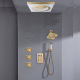 Brushed Gold or Brushed Nickel or Matte Black Flush mount 24 inch Shower Head 6 way Digital Display Shower Faucet with 6'' regular head and body jets