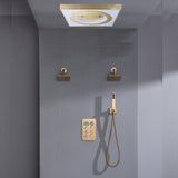 Brushed Gold or Brushed Nickel or Matte Black Flush mount 24 inch Shower Head 6 way Digital Display Shower Faucet with Dual 6'' regular head