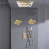 Brushed Gold or Brushed Nickel or Matte Black Flush mount 24 inch Shower Head 6 way Digital Display Shower Faucet with Dual 6'' regular head