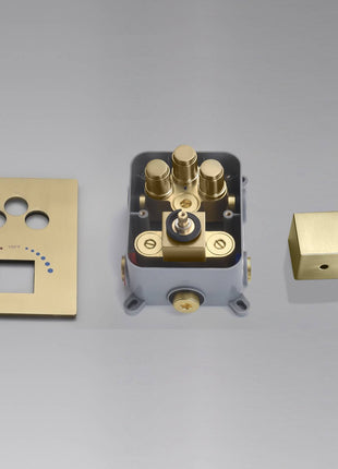 Brushed gold 3 way Thermostatic Shower valve system with tub spout that each function run all together and separately