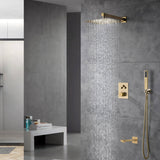 Brushed gold 3 way Thermostatic Shower valve system with tub spout that each function run all together and separately