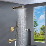 Brushed gold 3 way Thermostatic Shower valve system with tub spout that each function run all together and separately