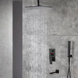 12 INCH or 16 INCH 3 LED color lights rain head ceiling mounted 3 way matte black pressure balance Digital display rain showers with tub spout