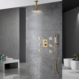 Brushed gold Ceiling mount 3 way Thermostatic Shower jets system that each function run all together and separately