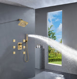 Brushed gold 3 way Thermostatic Shower jets system that each function run all together and separately