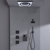 Brushed Gold or Brushed Nickel or Matte Black Flush mount 24 inch Shower Head 6 way Digital Display Shower Faucet with 6'' regular head and body jets