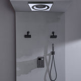 Brushed Gold or Brushed Nickel or Matte Black Flush mount 24 inch Shower Head 6 way Digital Display Shower Faucet with Dual 6'' regular head