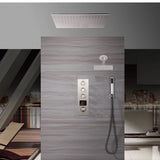 20 Inch Brushed nickel ceiling mount rainfall shower systems 3 way thermostatic valve with wall mount 6 inch regualr shower head