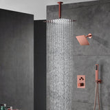 Rose Gold wall mount 6inch regular high water pressure shower head ceiling mount 12 inch rainfall shower head 3 way thermostatic shower system