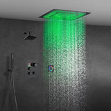 64 LED colors 20 inch Matte Black flushed on rainfall shower systems 3 way Digital display thermostatic valve with Regular head and touch panel