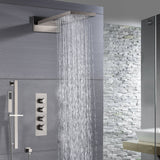 22-Inch Brushed Gold or Brushed Nickel Or Matte Black 3 Way Thermostatic Shower Faucet System with Rainfall and Waterfall