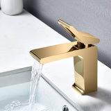 Polished Gold Single Handle Sink Faucet with Pop Up Overflow Drain