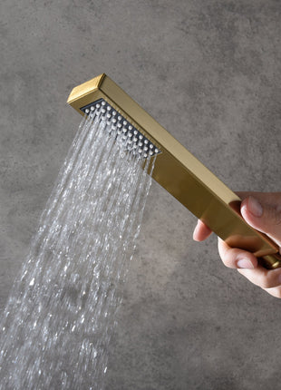 6 Inch Regular shower head wall Mount Brushed Gold two functions Shower System with pressure balance rough in valve and trim
