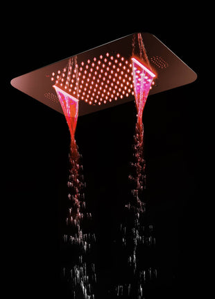 Rose Gold Music LED Flushed in 23X 15inch shower head 4 way thermostatic valve that each function run All together and separately