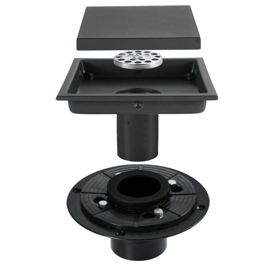 Matte Black stainless floor drain 6x6inch