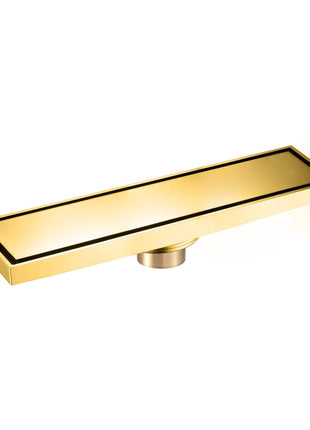 Polished Gold brass 11.8-inch brass Shower Floor Drain with Removable Strainer Cover and Square Anti-clogging