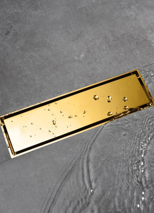 Polished Gold brass 11.8-inch brass Shower Floor Drain with Removable Strainer Cover and Square Anti-clogging