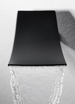 Waterfall Wall-mount Pressure balance Bath Tub Faucet with Handheld Shower Matte black