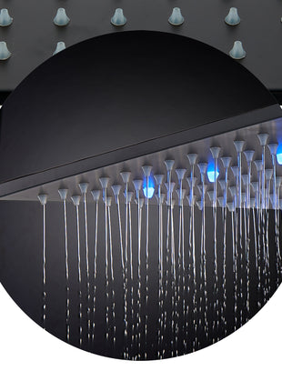 2 way Wall Mounted Matte Black 3 LED rain shower pressure balance Shower System with Rough-in Valve Body and Trim