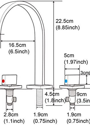 Matt Black waterfall three holes two handle bathroom basin faucet with pop up overflow brass drain
