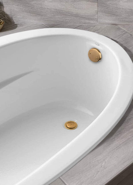 Brushed gold tub drain with two holes