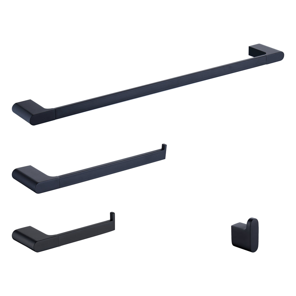 4-Piece Brass Matte black Bathroom Hardware Set Towel Bar Towel Ring Toilet Paper Holder Robe Hook Tower Holder,Wall Mounted