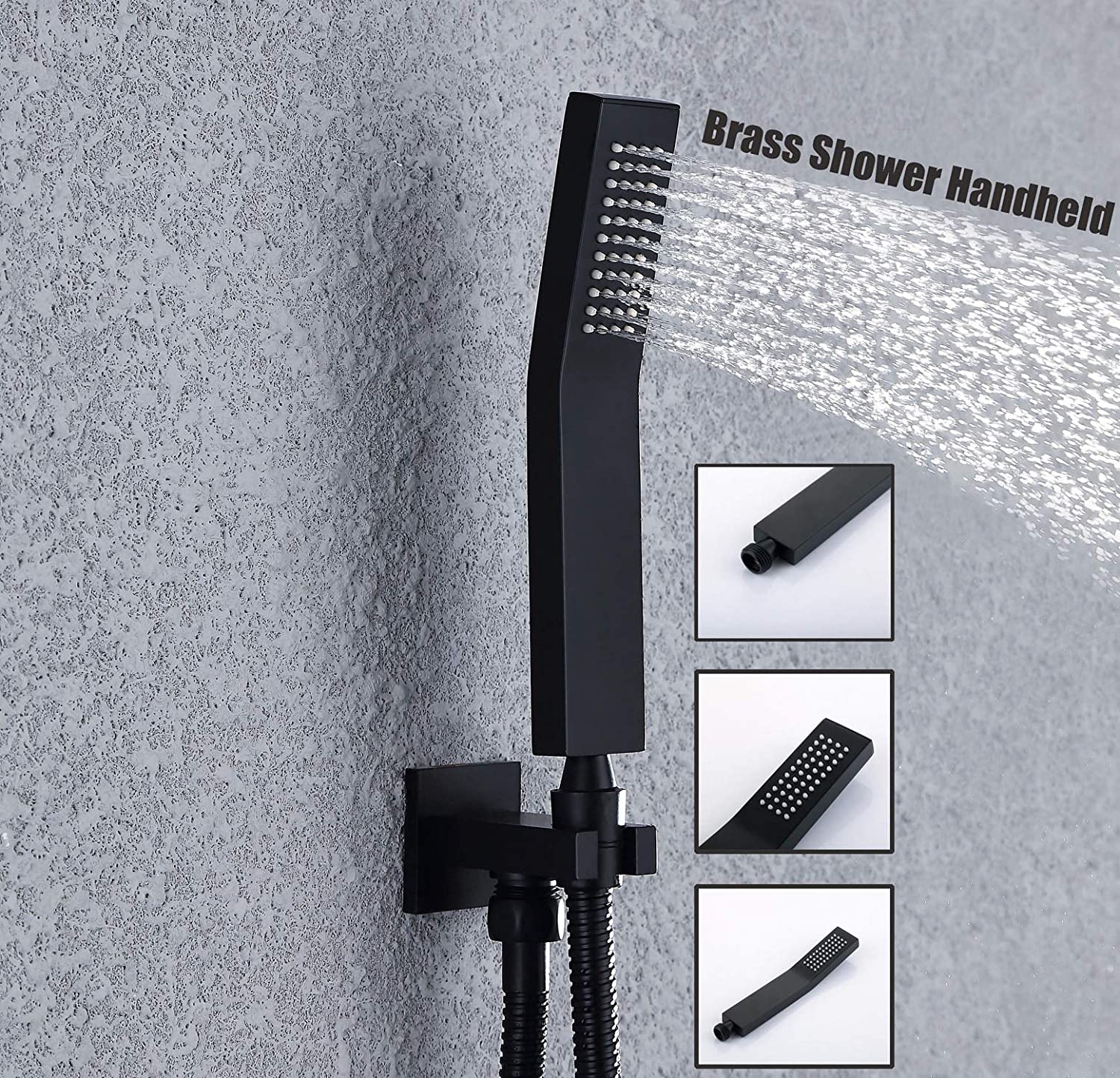 22'' Matt Black 3 way Thermostatic Shower Faucet Waterfall & Rain Massage Body Jet that each function work at the same time and seperately