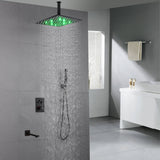 12 inch or 16 inch matt Black Rain Shower Head 3 way thermostatic shower faucet with Tub spout