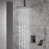 12inch or 16 inch ceiling mounted Rainfall Oil Rubbed Bronze Shower Faucet Set System with waterfall tub spout