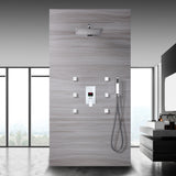 12 inch or 16 inch  Chrome wall mounted Rain shower with body jets 3 way pressure balance digital display rough in valve