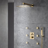 Brushed gold 3 way Thermostatic Shower jets system that each function run all together and separately