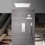 Chrome ceiling mount 20 inch or 24 inch rainfall shower head system 3 way thermostatic shower faucet with wall mount 6 inch high water pressure regular shower head
