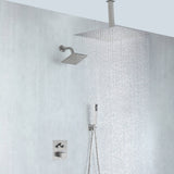 Brushed nickel rainfall shower head high pressure shower head 3 way thermostatic valve shower heads systems each function work at the same time and separately