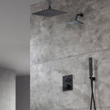 oil rubbered bronze Ceiling 12 Inch or 16 inch led Light Rainfall Shower Head Wall Mount 6 Inch Regular High Water Pressure Shower Head 3 Way Thermostatic Shower Faucet Each Function Work All together and separately