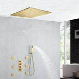 20 inch ceiling mount Brushed gold 3 way thermostatic shower faucet with Body sprayer and handle sprayer