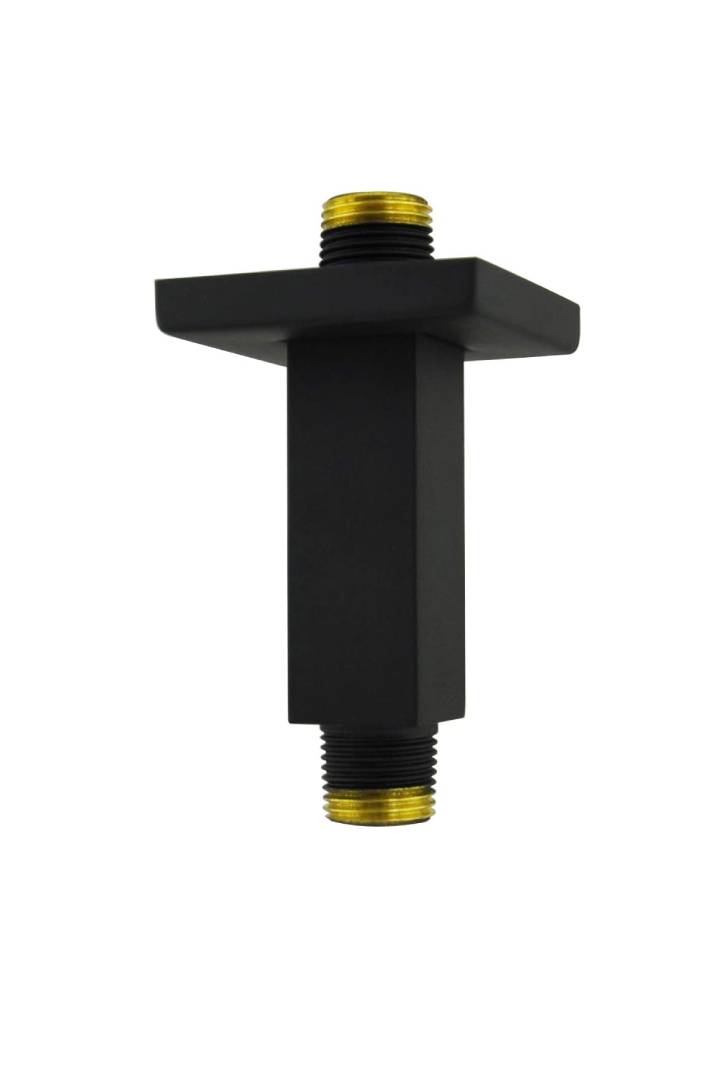 Ceiling mount matte black brass shower extension or arm
