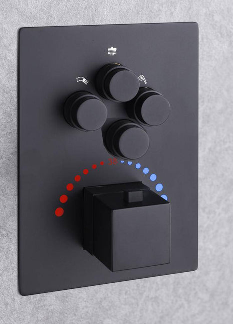 Matte Black 4-Way Thermostatic valve with trim and each function work at the same time and separately