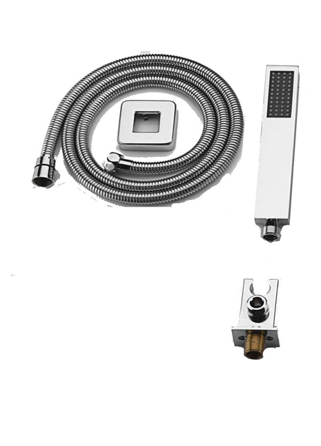 Chrome handheld shower with shower holder and hose