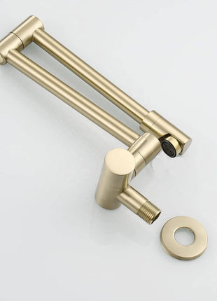 brushed Gold wall mount pot filler faucet solid brass folding kitchen faucet single hole two handls