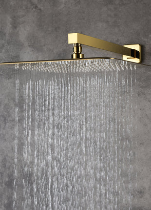 12 Inch wall Mount Polished Gold Shower System Rough-in Valve Body and Trim