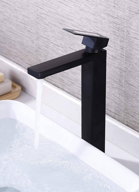 matte black single handle brass bathroom sink faucet with pop up overflow brass drain