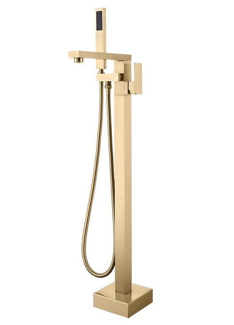 Polished Gold High quality Freestanding Bathtub Faucet Tub Filler Waterfall Floor Mount