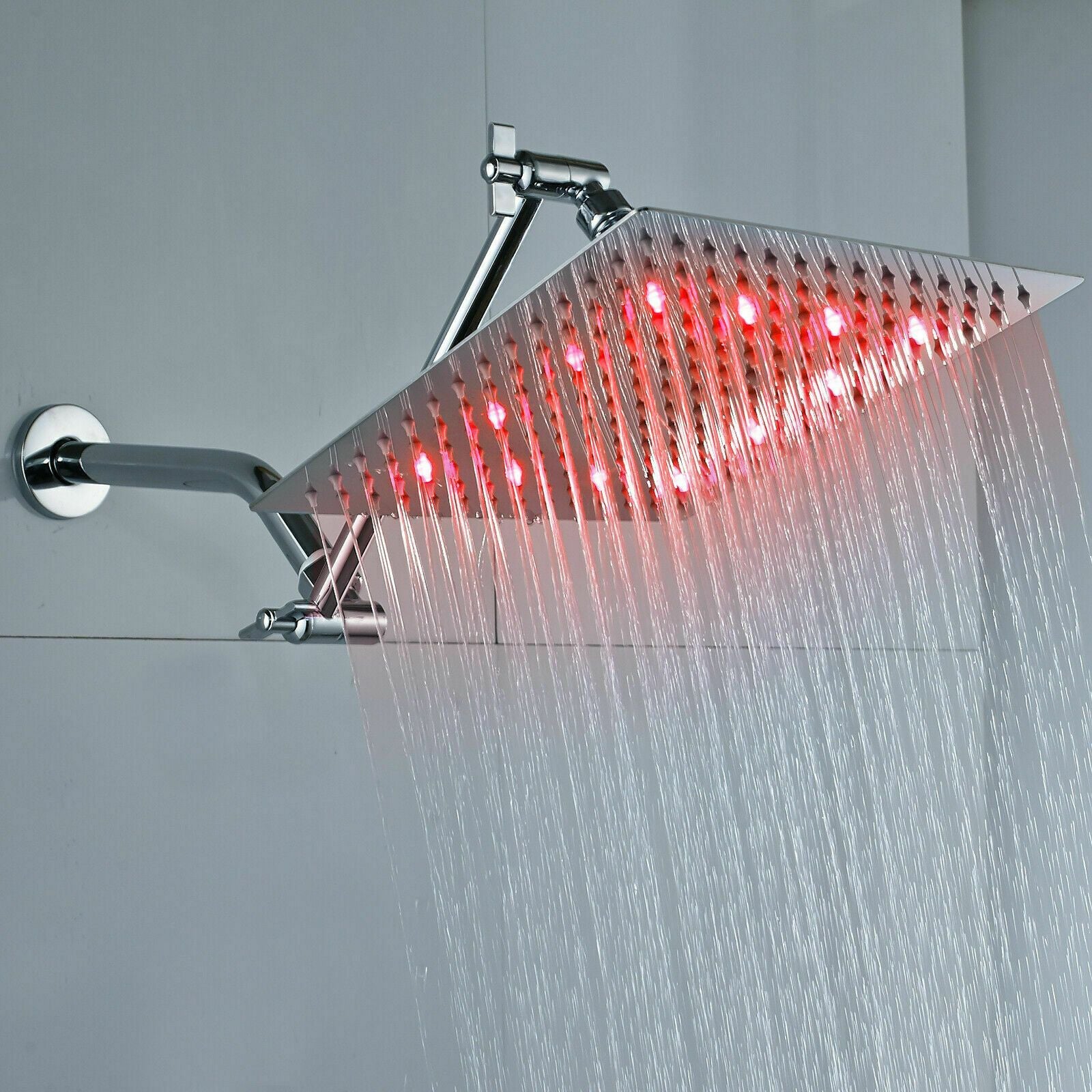 Chrome LED Square Rain Showerhead W/11’’Adjustable Extension Arm