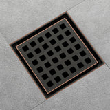 Oil rubbered bronze brass shower drain 4 inch square with ABS base (Copy)