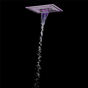 
                  
                    Matte Black  16'' x 16'' music 64 LED light rainfall waterfall mist 360 Degrees rotating hydro jet stainless shower head flushed mounted
                  
                